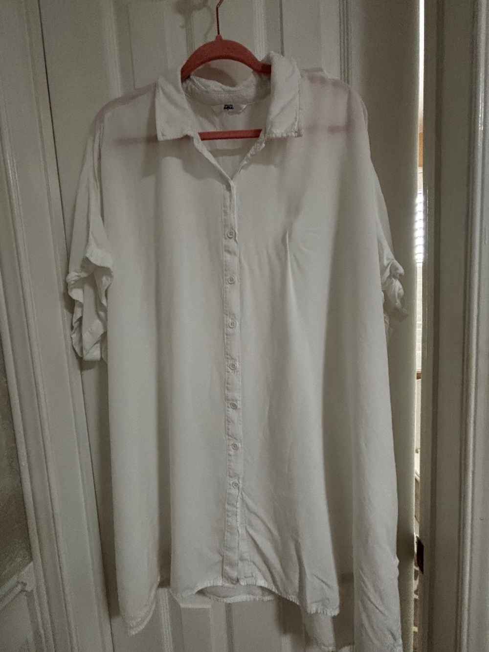 Aqua La Vie En Rose White Button-Down Swim Cover-Up – Size XL
